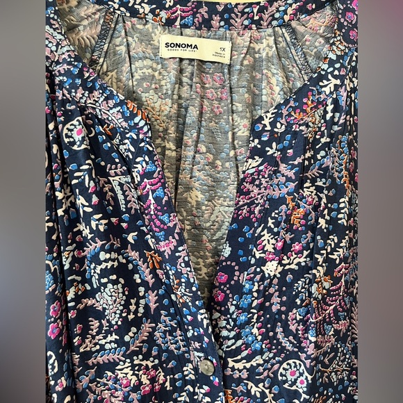 Sonoma Blue & Violet Floral Midi Dress Women’s Size 1X - Picture 7 of 16